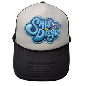 Local Beach Trucker Hat Black White Snapback OS San Diego Embroidered Foam Front